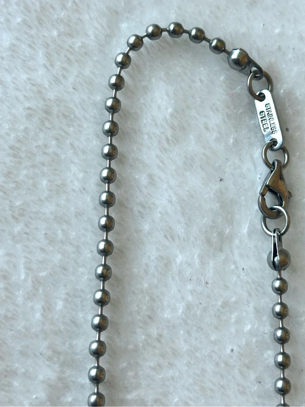 Ed Hardy Silver Dog Tag Necklace with Crystal Border